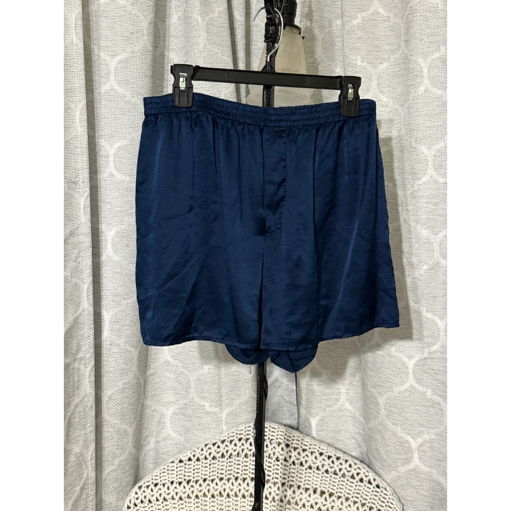 Mens 100% Silk Boxer Shorts Navy Blue Sleepwear Loungewear XL RN 59495